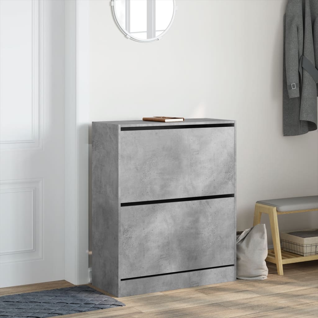 Shoe Cabinet Concrete Grey 80x34x96.5 cm Wood Material