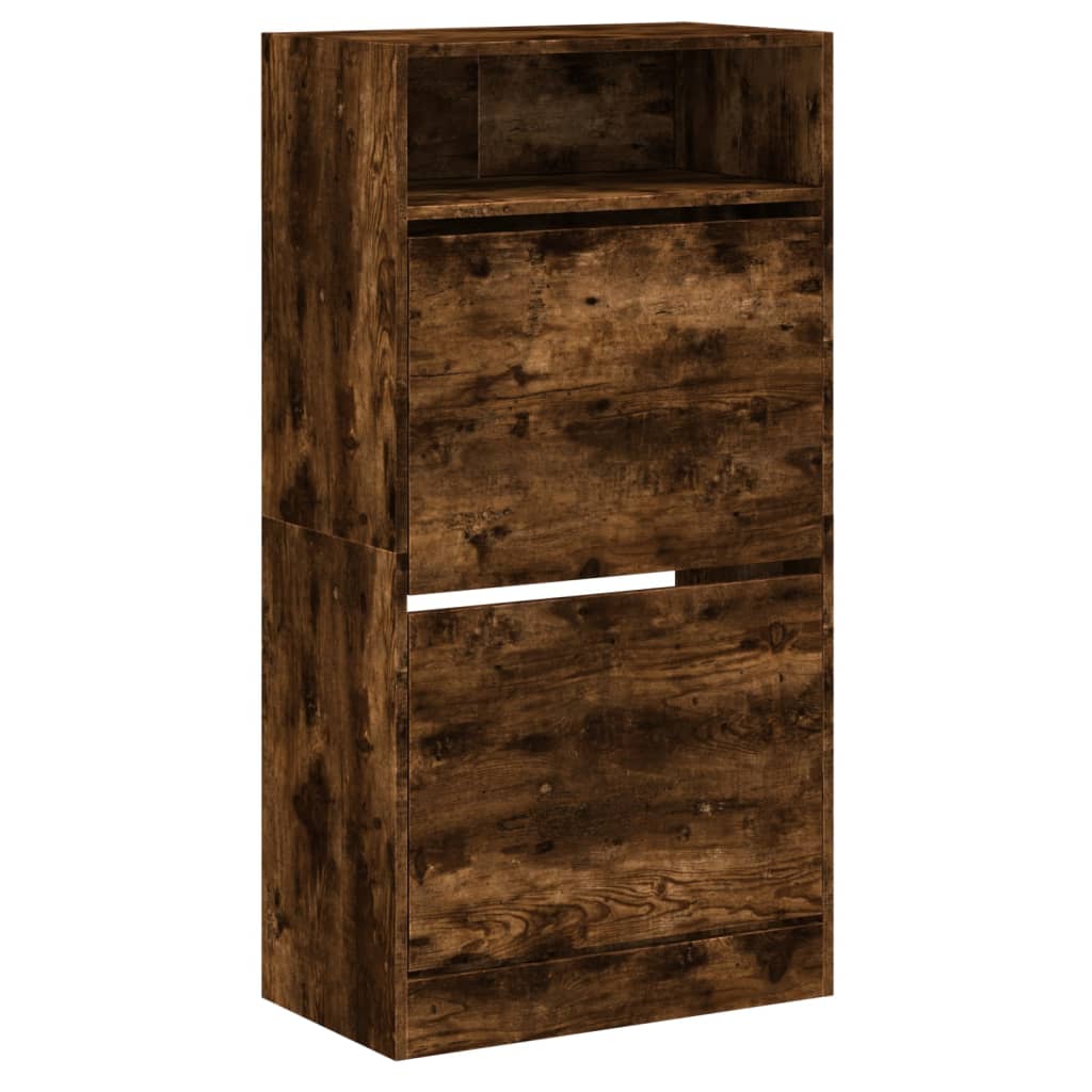 Shoe Cabinet Smoked Oak 60x34x116 cm Wood Material
