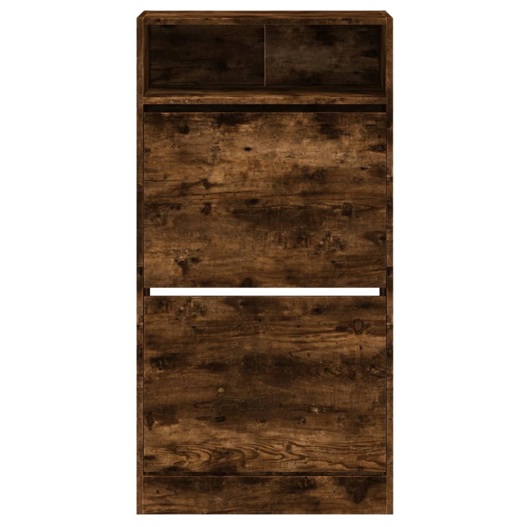 Shoe Cabinet Smoked Oak 60x34x116 cm Wood Material