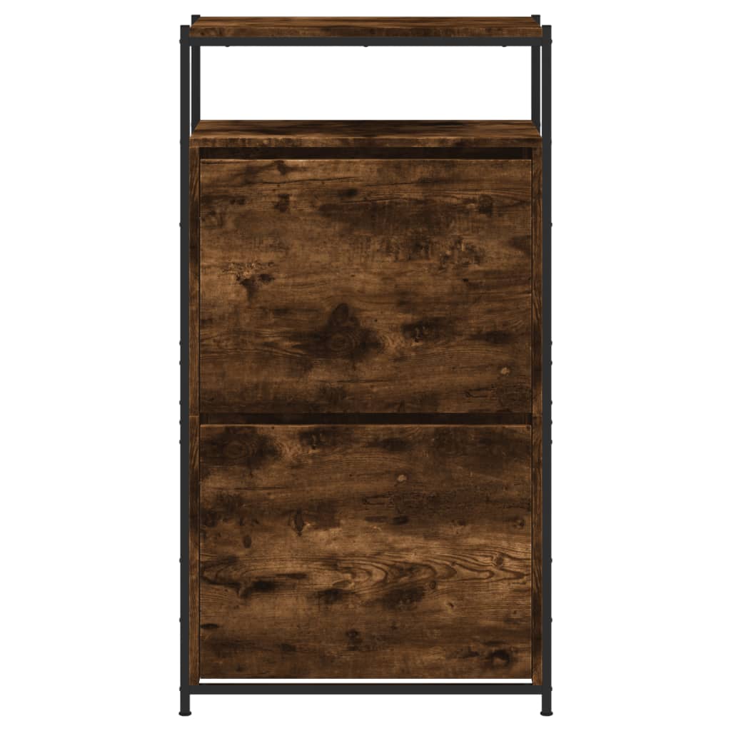 Shoe Cabinet Smoked Oak 60x34x112 cm Wood Material
