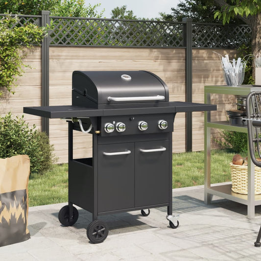 Gas grill with 4 burners Black powder-coated steel