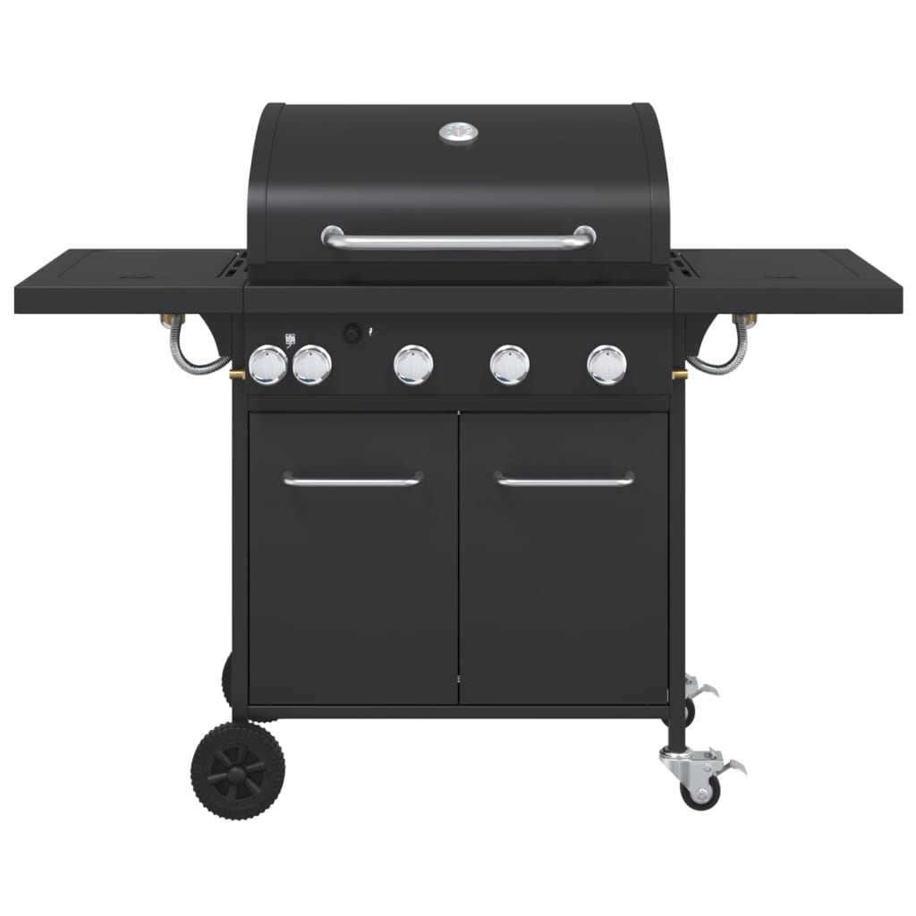 Grill à gaz à 5 flammes en acier thermolaqué noir