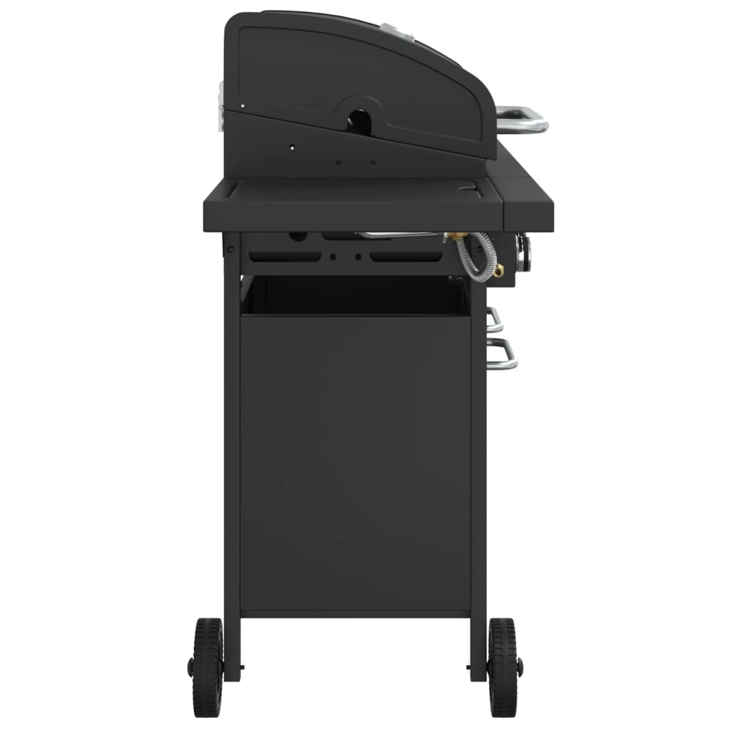 Grill à gaz à 5 flammes en acier thermolaqué noir