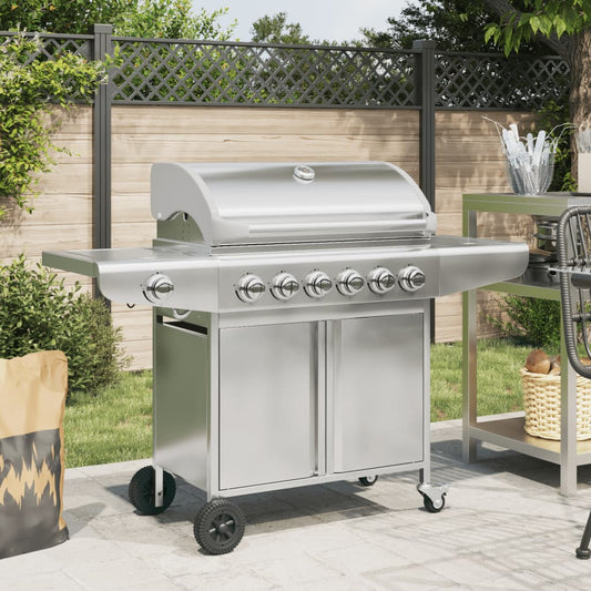 Gas Grill with 7 Burners Silver Stainless Steel
