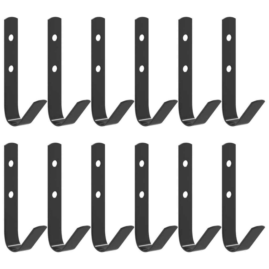 Wandhaken J-Form 12 Stk. Schwarz Stahl