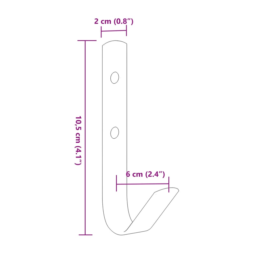 Wandhaken J-Form 12 Stk. Schwarz Stahl