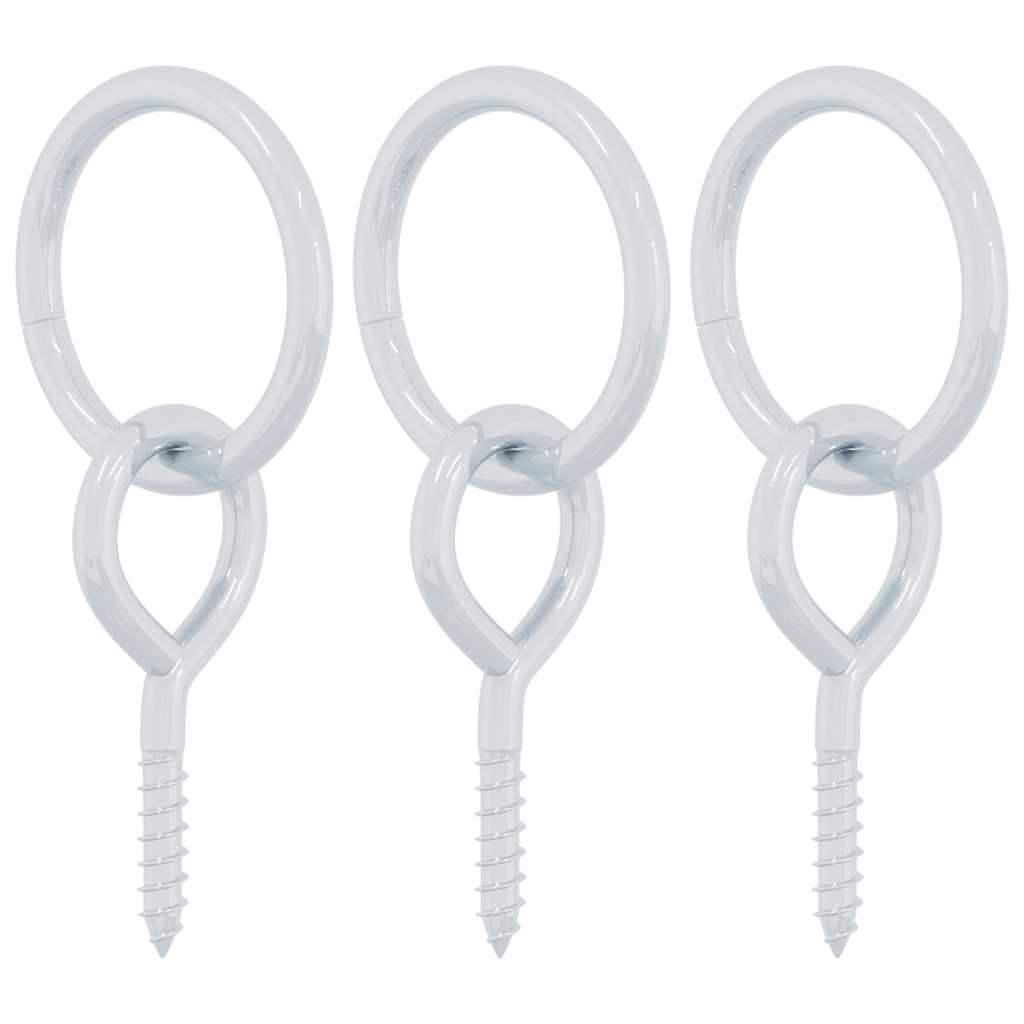 Pferdeanbinderinge mit Ösenschrauben 3 Stk. Silbern Stahl