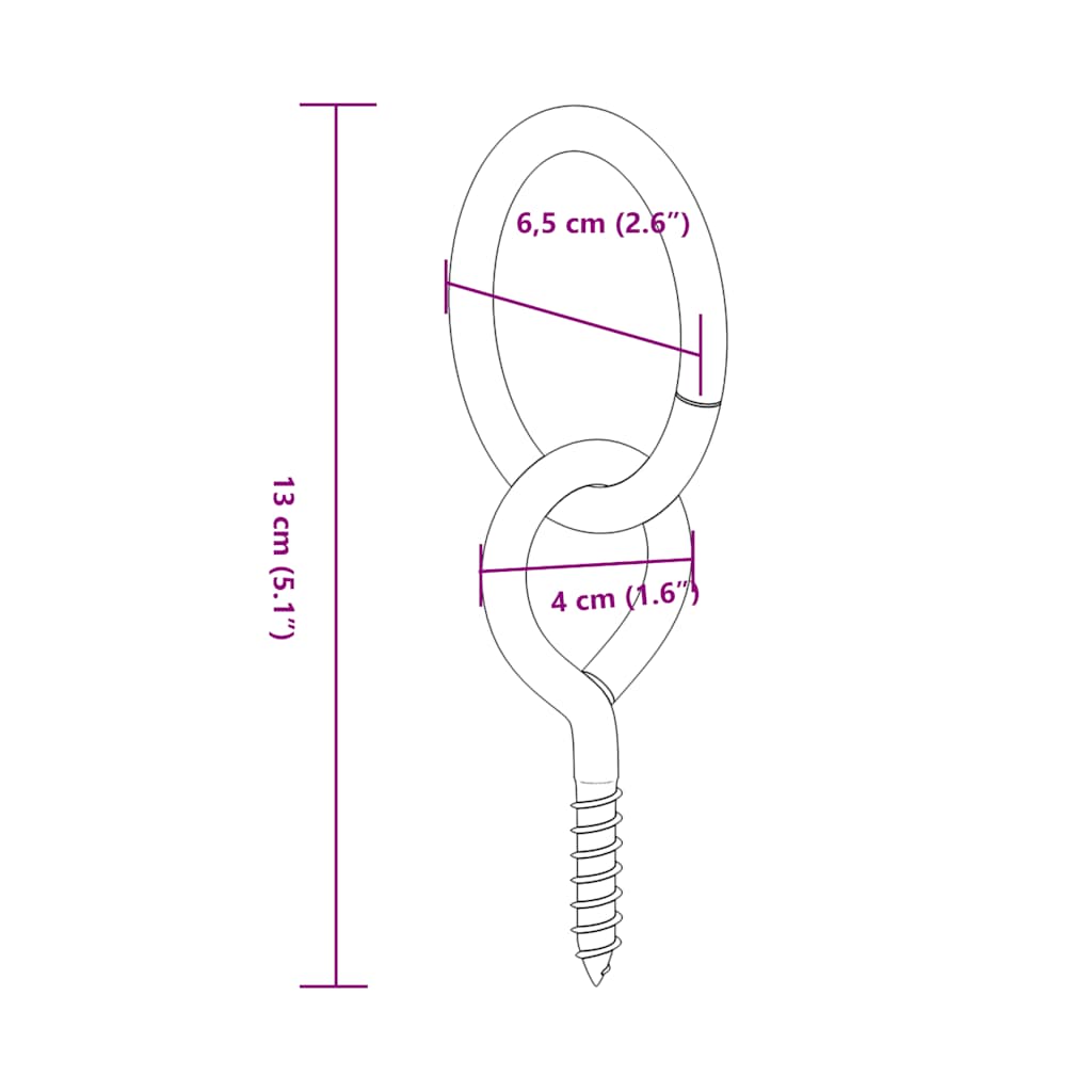 Pferdeanbinderinge mit Ösenschrauben 3 Stk. Silbern Stahl