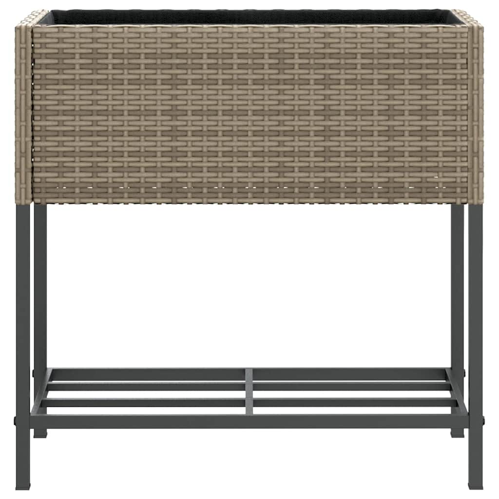 Pflanzkübel mit Ablage Grau Poly Rattan