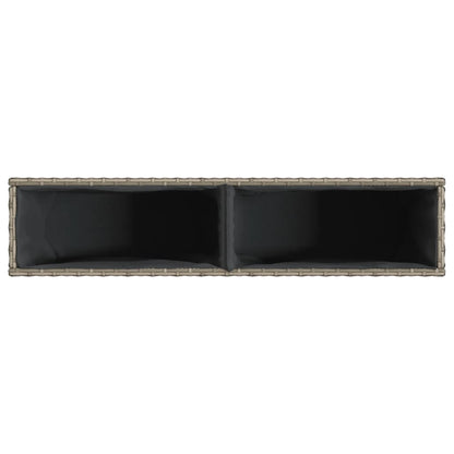 Hochbeet mit 2 Fächern Grau 90x20x40 cm Poly Rattan