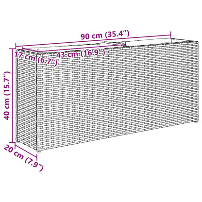 Hochbeet mit 2 Fächern Grau 90x20x40 cm Poly Rattan