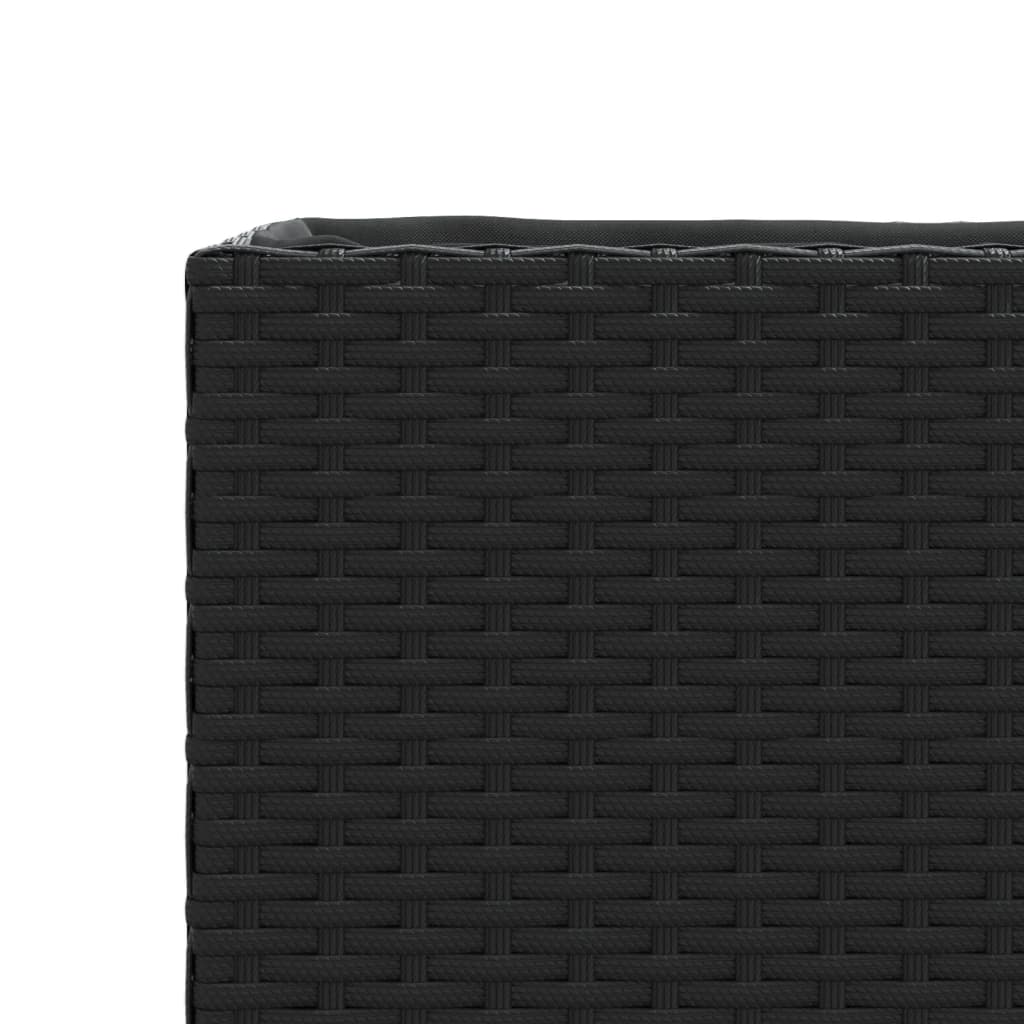 Hochbeet mit Rollen & 3 Fächern Schwarz 107x32x38cm Poly Rattan