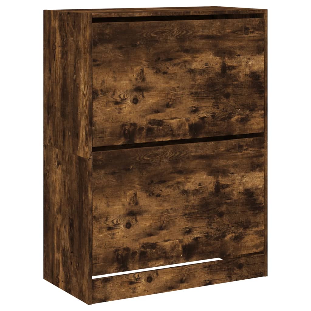 Shoe cabinet with 2 flaps smoked oak 80x42x108 cm