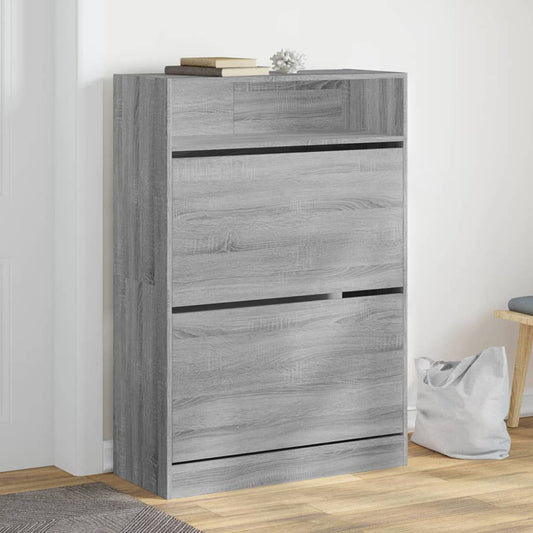 Shoe cabinet with 2 flaps, Sonoma grey, 80x34x116 cm