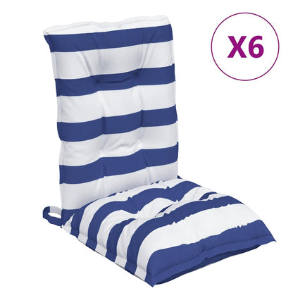Niedriglehner-Auflagen 6 Stk. Blau Weiß Gestreift Oxford-Gewebe