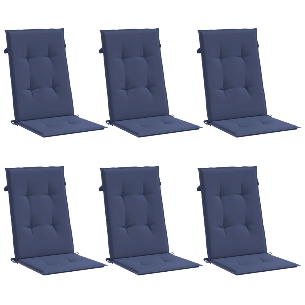 Hochlehner-Auflagen 6 Stk. Marineblau Stoff