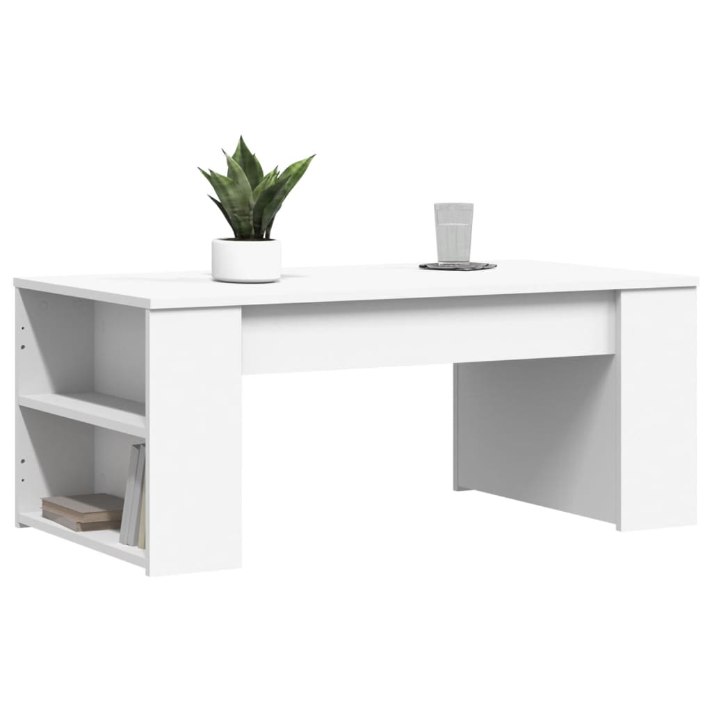 Table basse blanche 102x55x42 cm en bois