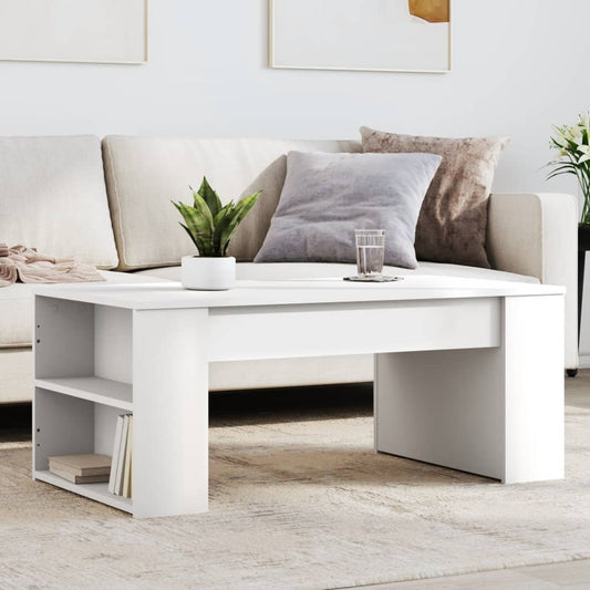 Table basse blanche 102x55x42 cm en bois
