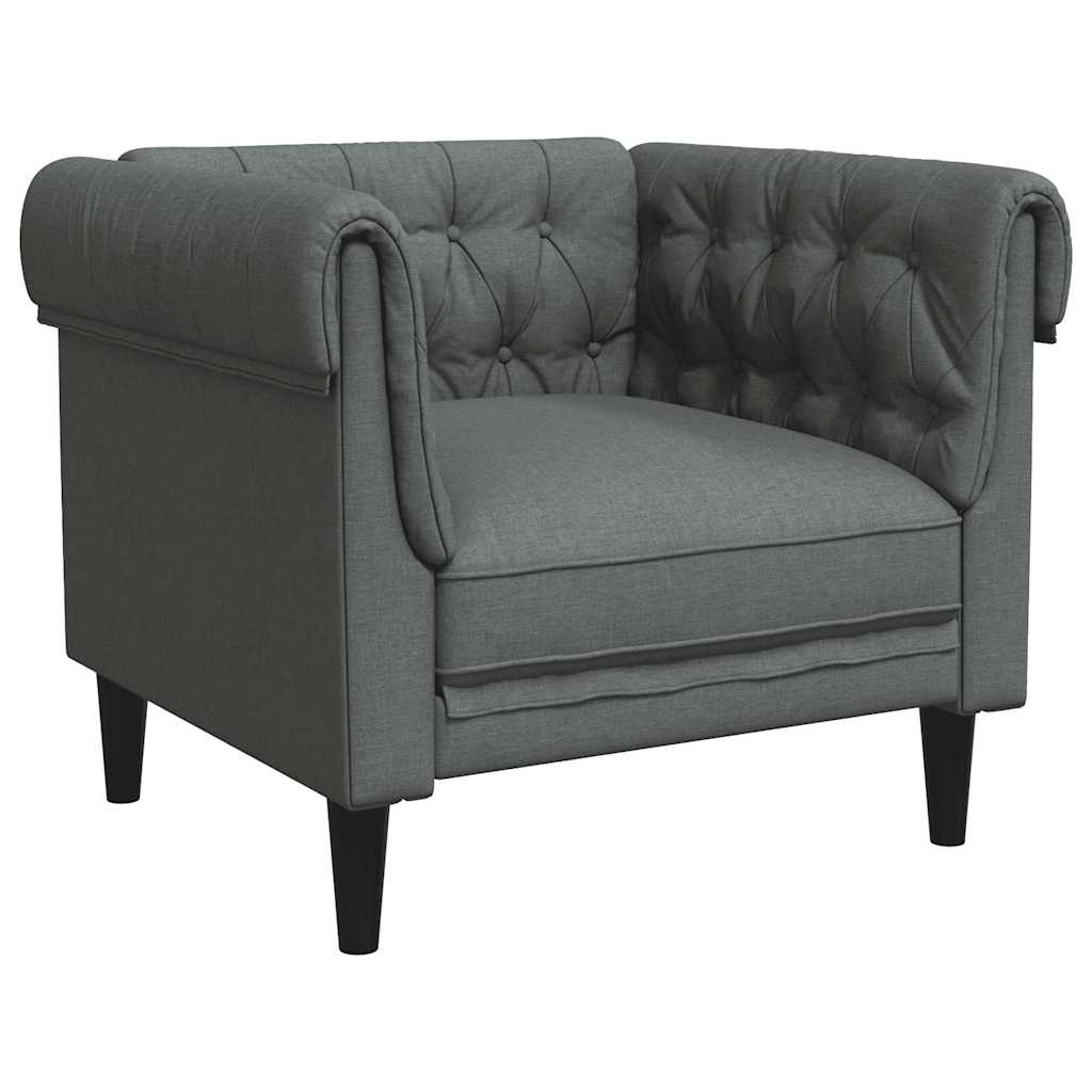 Fauteuil Chesterfield en tissu gris foncé
