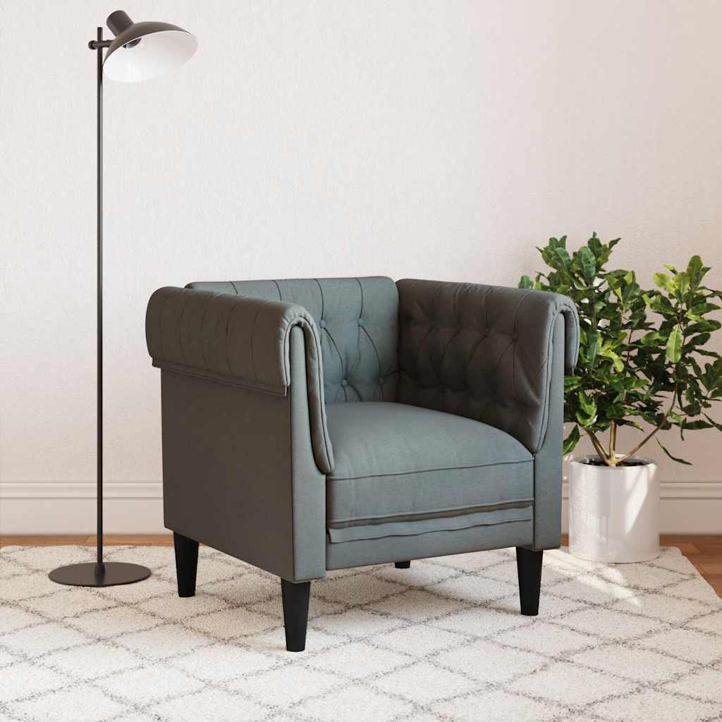 Fauteuil Chesterfield en tissu gris foncé
