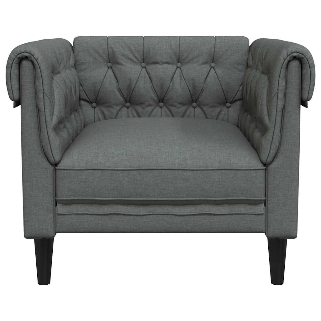 Fauteuil Chesterfield en tissu gris foncé