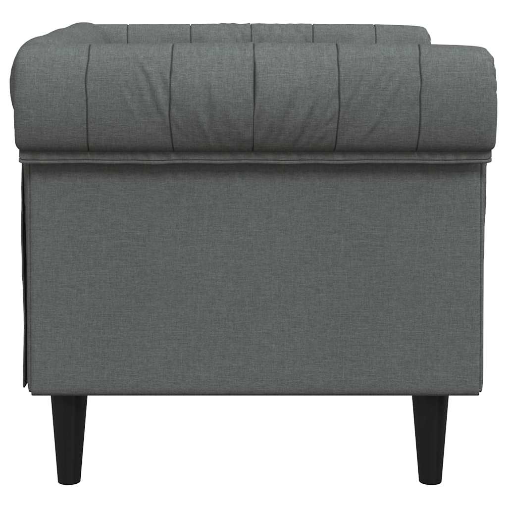 Fauteuil Chesterfield en tissu gris foncé