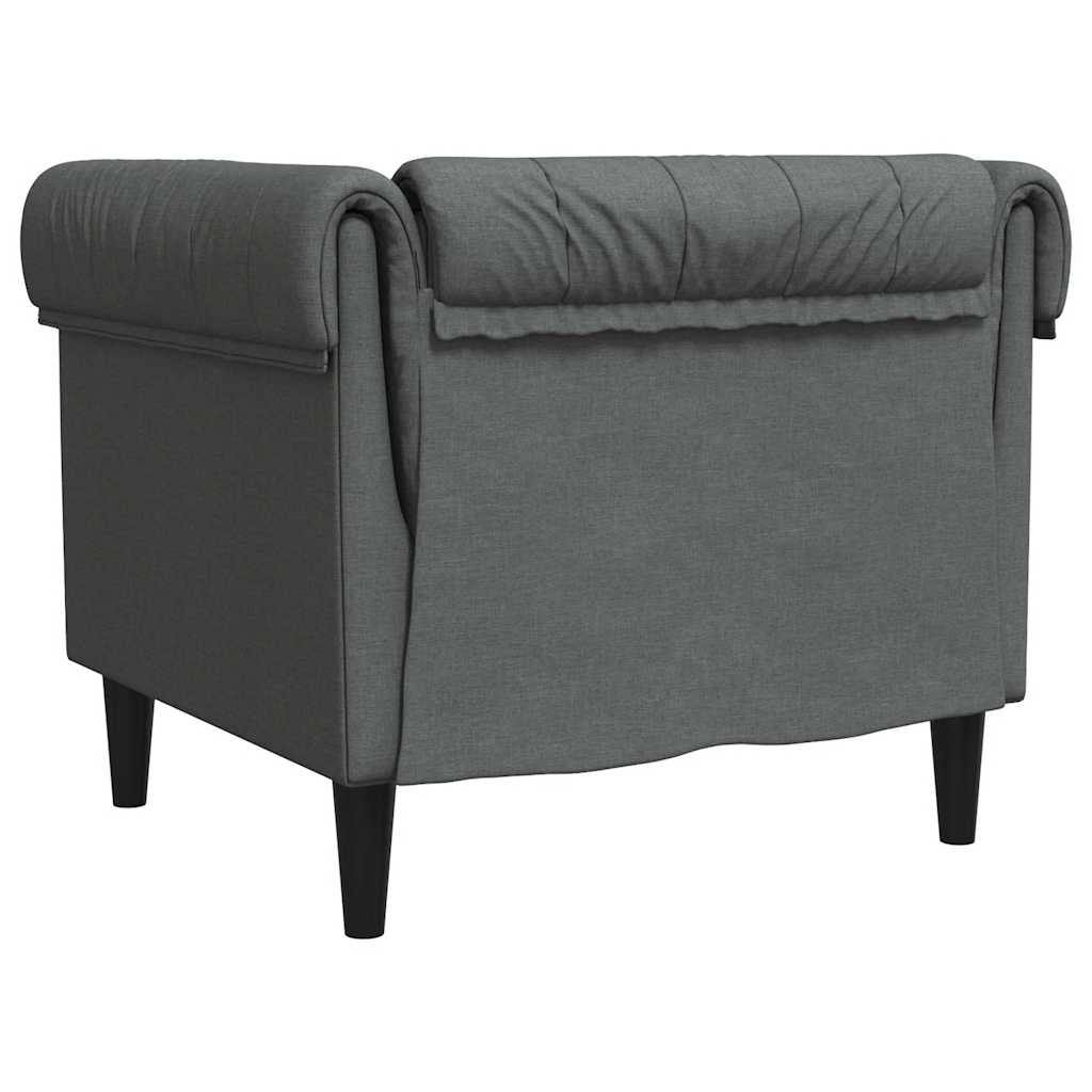 Fauteuil Chesterfield en tissu gris foncé