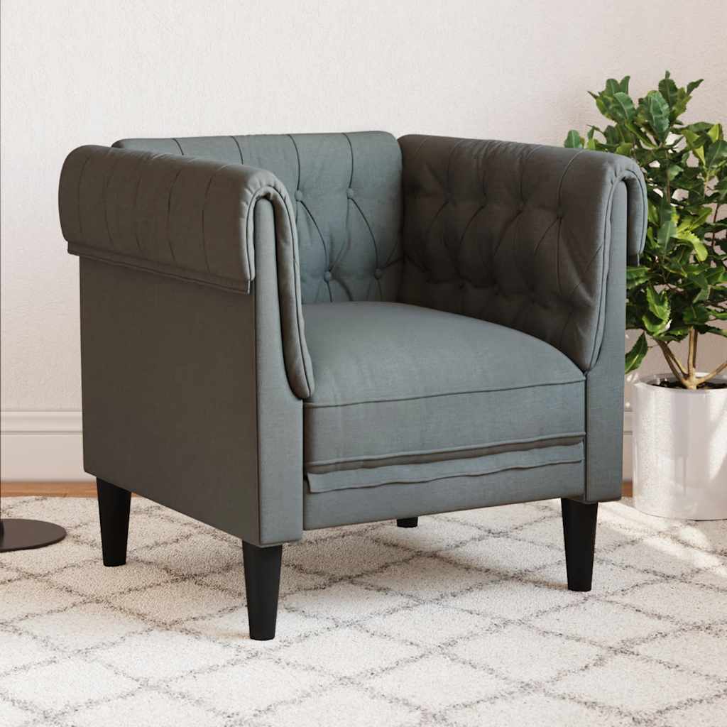 Fauteuil Chesterfield en tissu gris foncé
