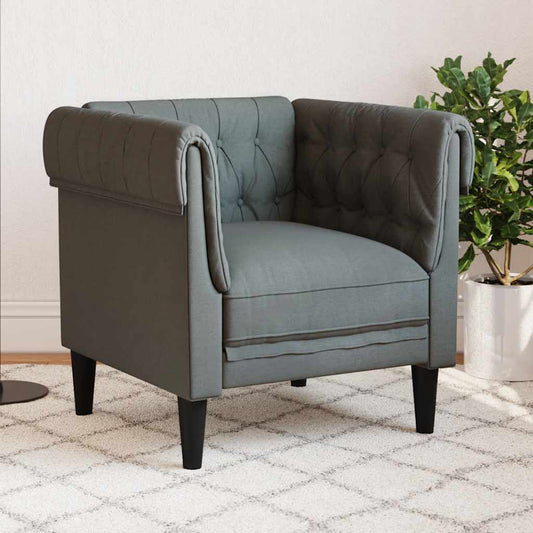 Fauteuil Chesterfield en tissu gris foncé