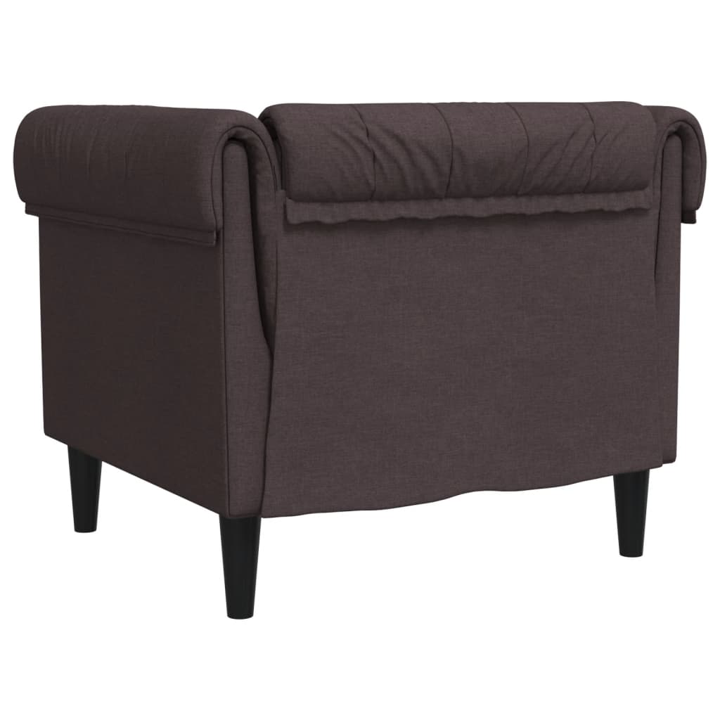 Fauteuil Chesterfield tissu marron foncé