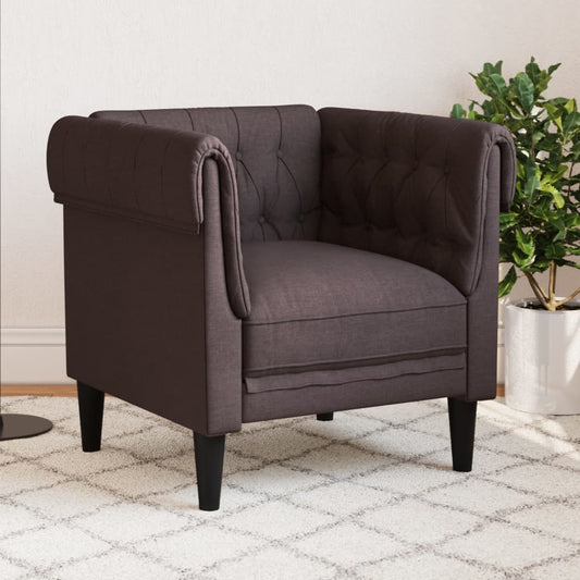 Fauteuil Chesterfield tissu marron foncé