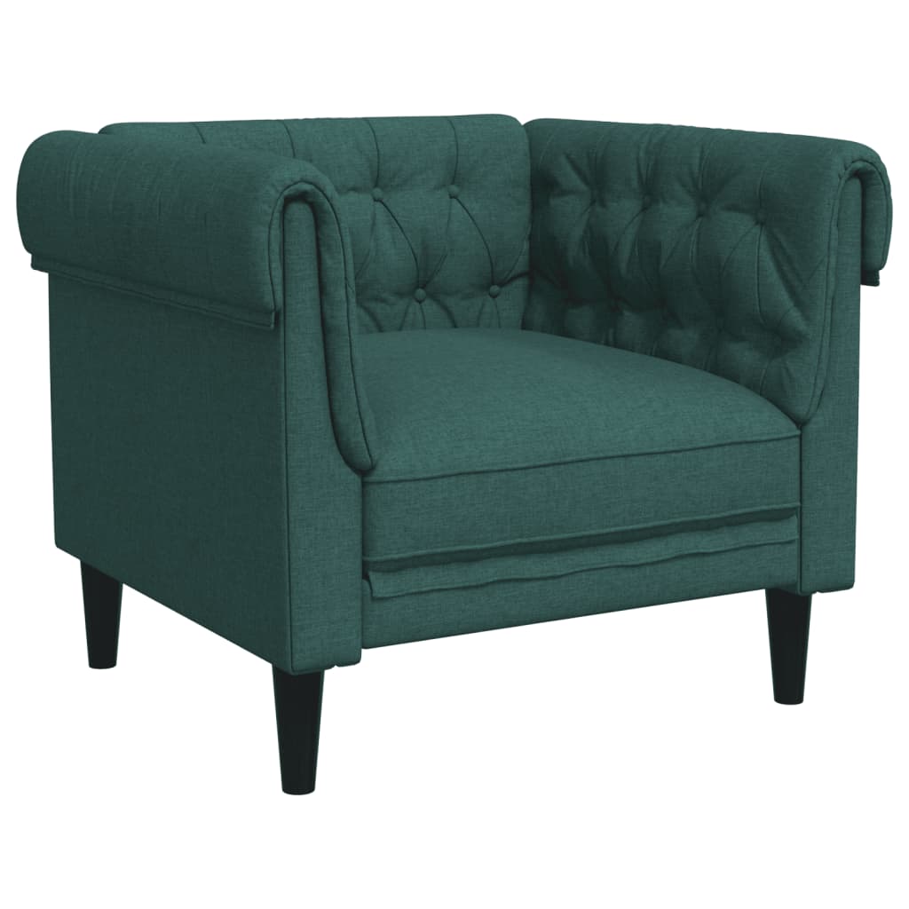 Fauteuil Chesterfield tissu vert foncé