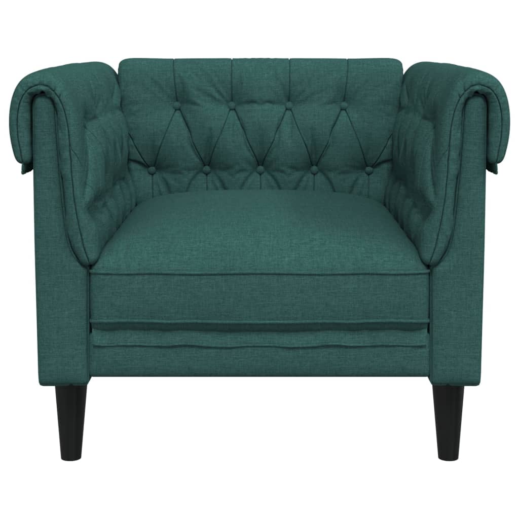 Fauteuil Chesterfield tissu vert foncé