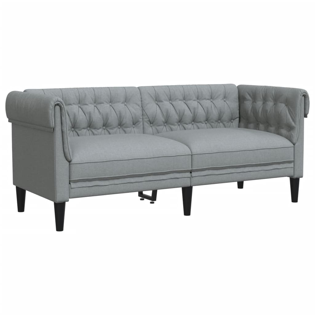 Canapé Chesterfield 2 places tissu gris clair