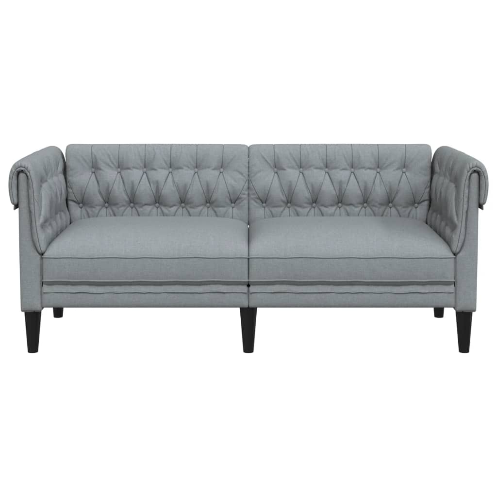 Canapé Chesterfield 2 places tissu gris clair