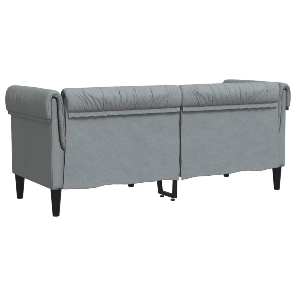 Canapé Chesterfield 2 places tissu gris clair