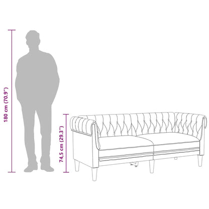 Chesterfield-Sofa 2-Sitzer Hellgrau Stoff