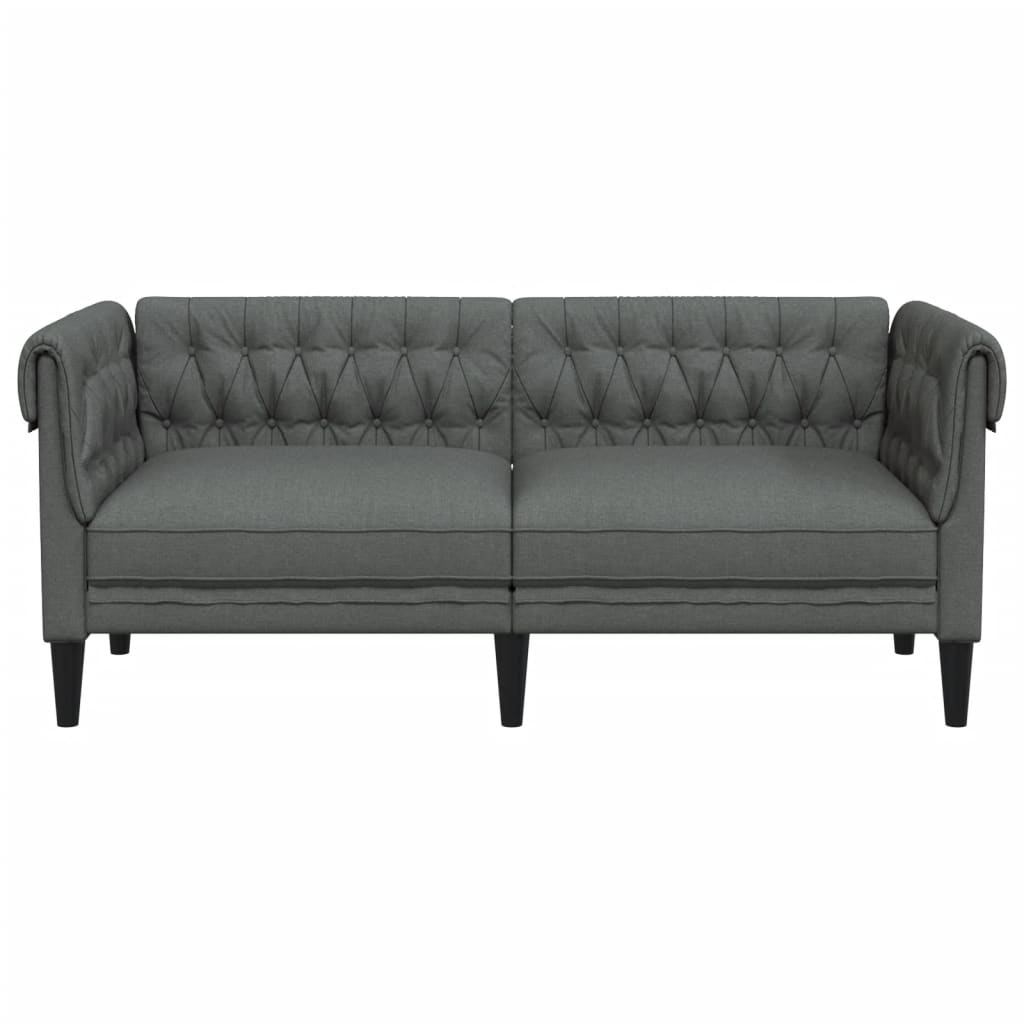 Canapé Chesterfield 2 places tissu gris foncé