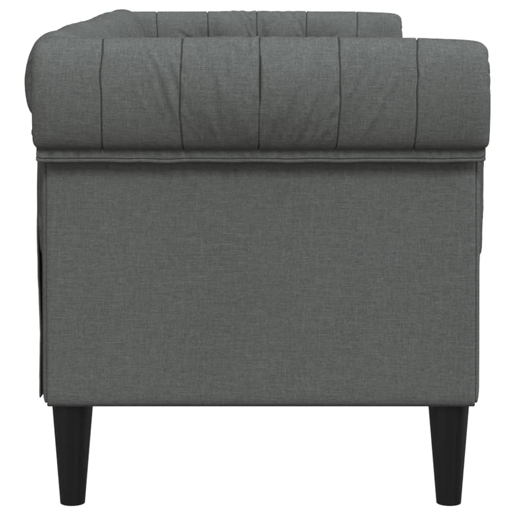 Canapé Chesterfield 2 places tissu gris foncé