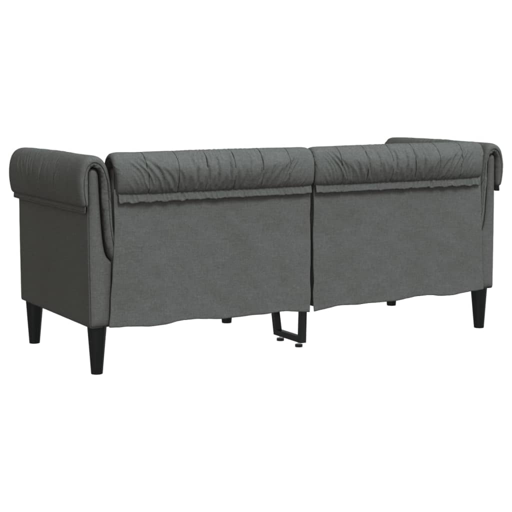 Canapé Chesterfield 2 places tissu gris foncé