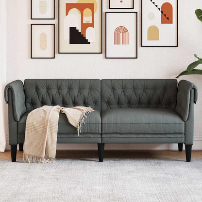 Chesterfield-Sofa 2-Sitzer Dunkelgrau Stoff