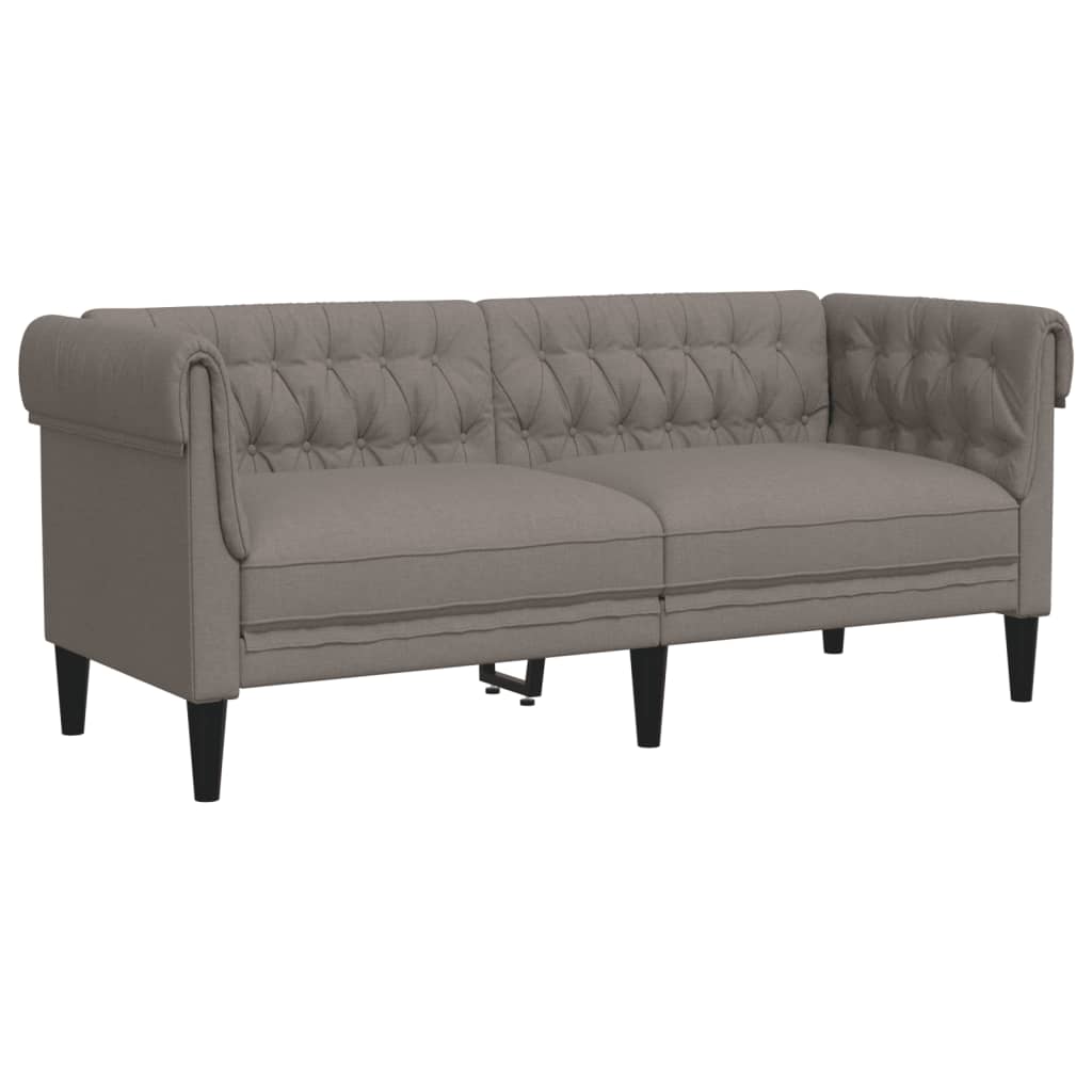 Canapé Chesterfield 2 places tissu taupe