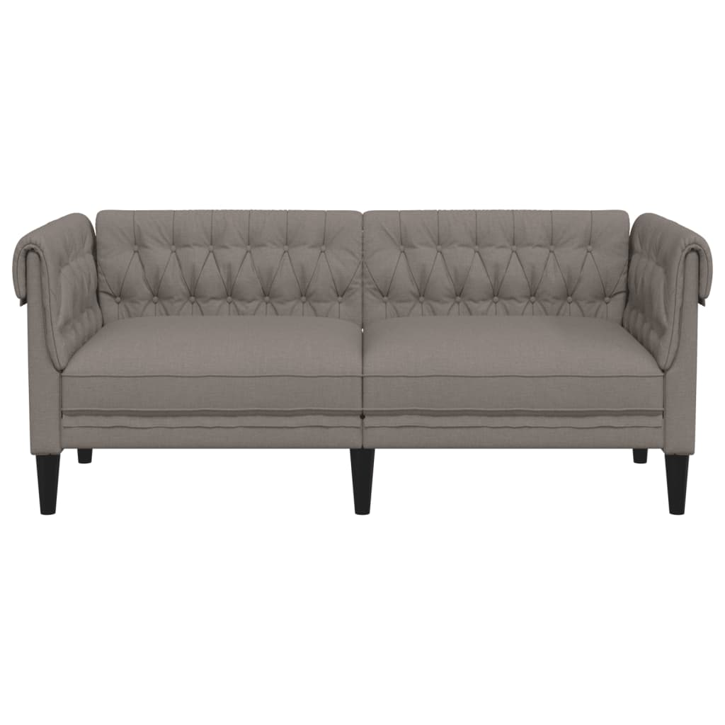 Canapé Chesterfield 2 places tissu taupe