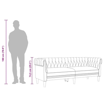 Chesterfield-Sofa 3-Sitzer Dunkelgrau Stoff