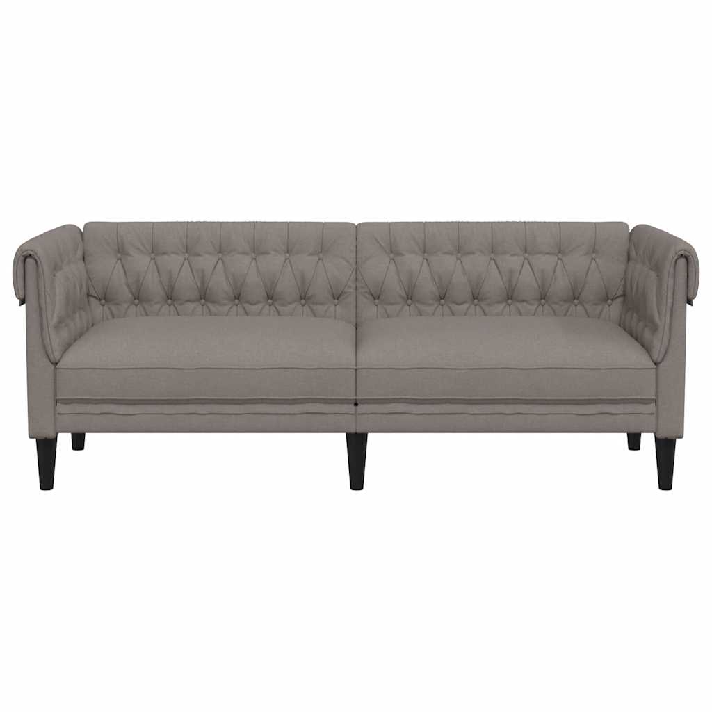 Canapé Chesterfield 3 places en tissu taupe