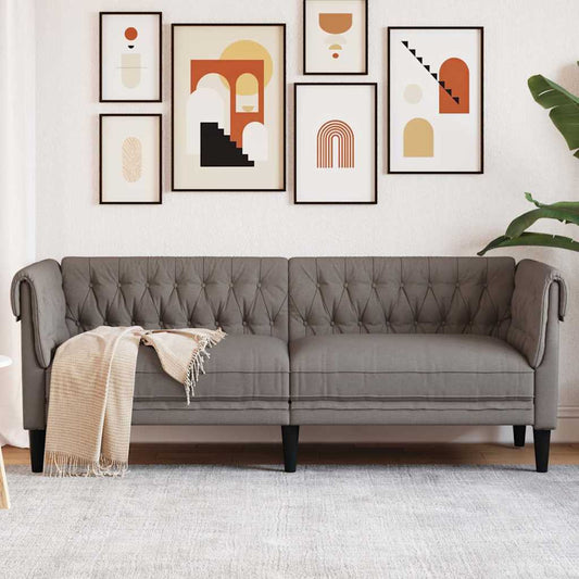 Canapé Chesterfield 3 places en tissu taupe