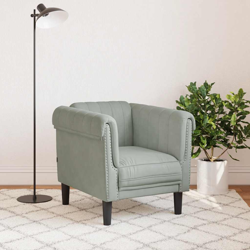Fauteuil velours gris clair