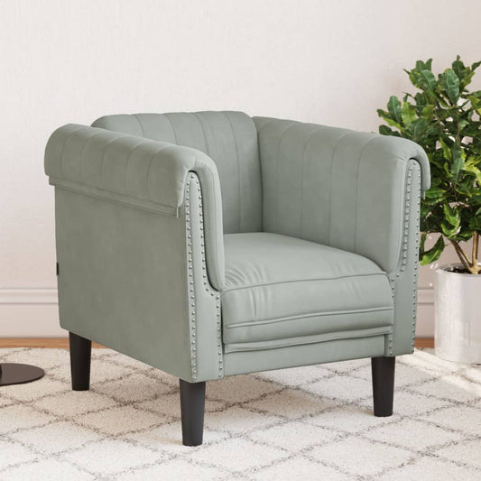 Fauteuil velours gris clair