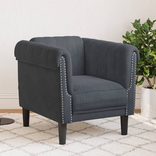 Fauteuil en velours gris foncé
