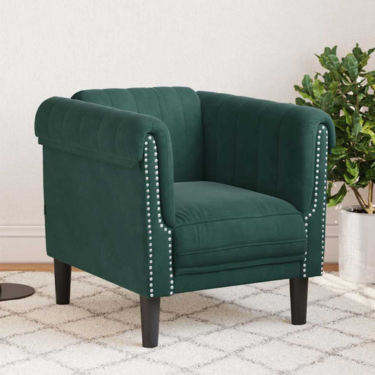 Fauteuil velours vert foncé